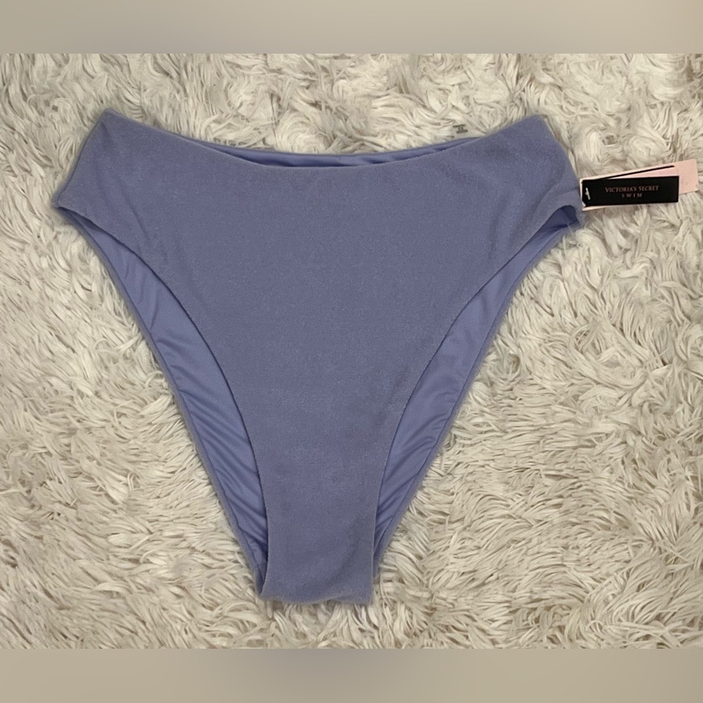 NEW Victoria's Secret Swim High-Waisted Terry Cloth Bikini Bottom Medium Lilac
